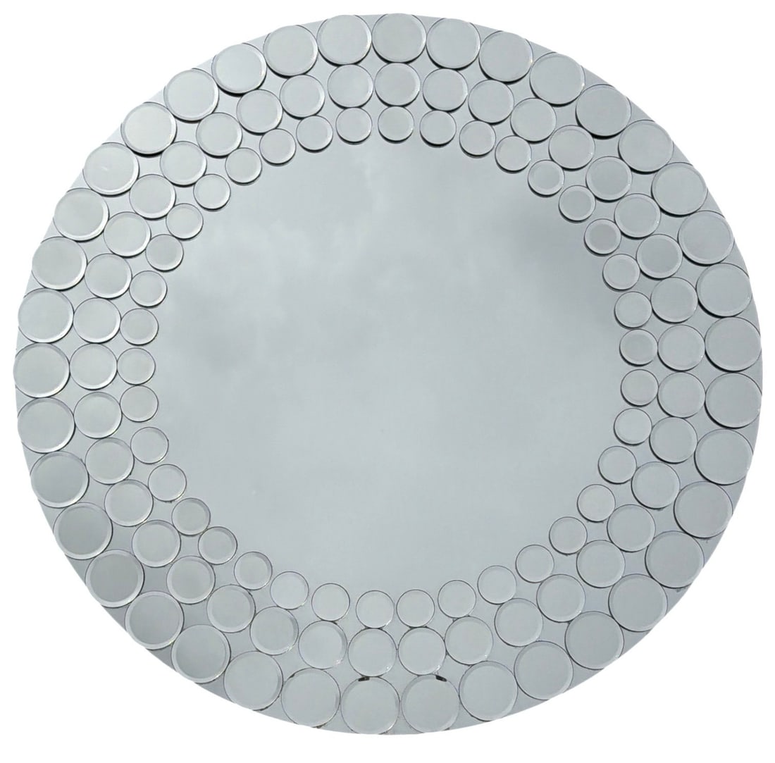 Cascading Round Wall Mirror: 35.5" overall diameter x 0.5" D.