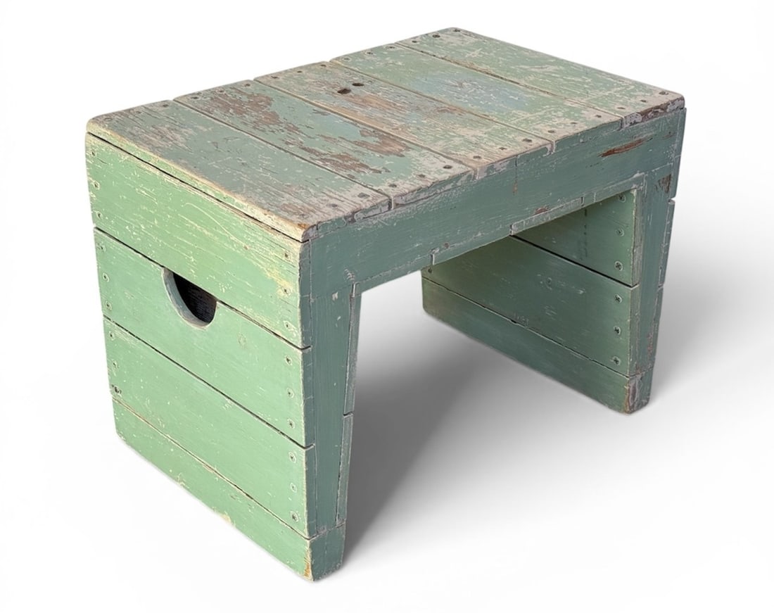 1960's Bossche School Stool, DOM HANS VAN DER LAAN (1904-1991): 17" H x 23.5" W x 15.75" D.