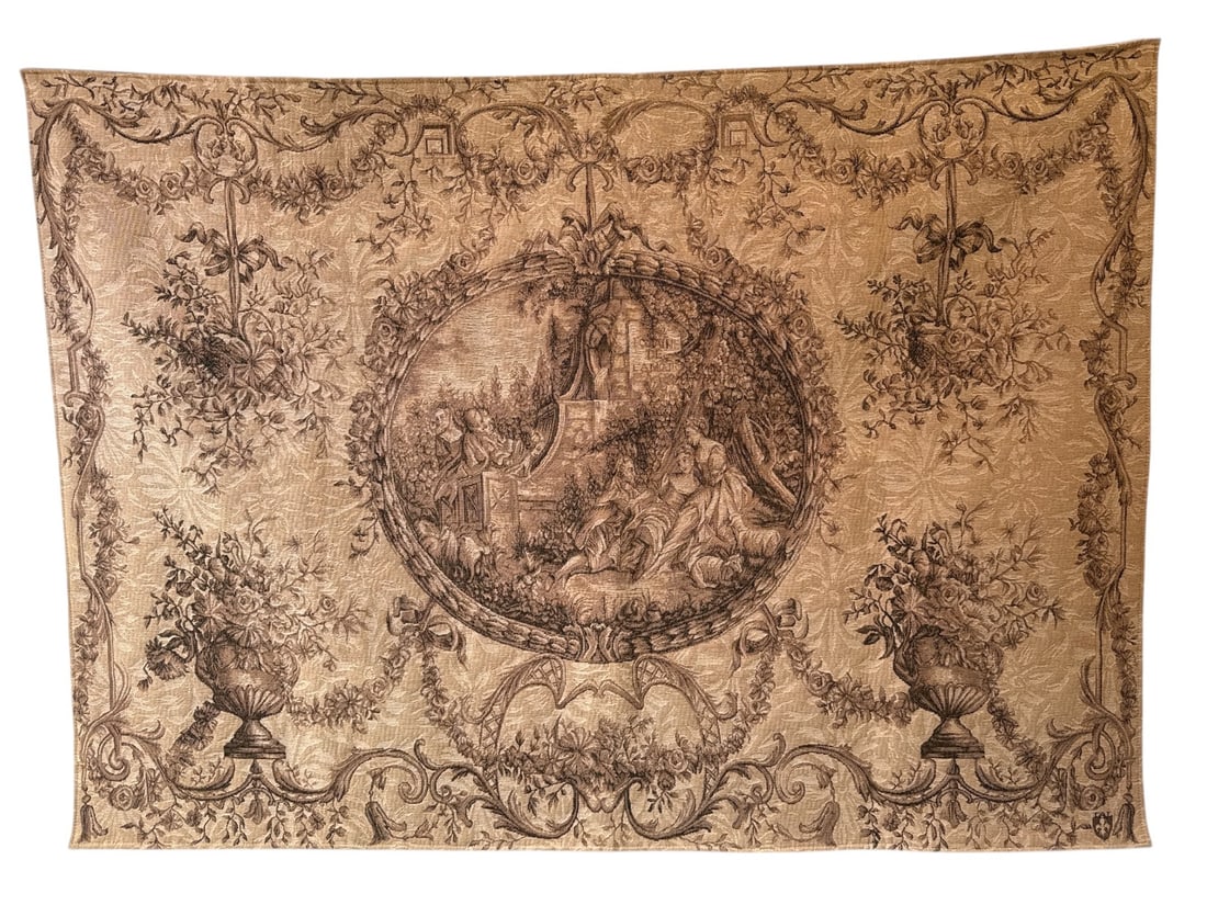 Vintage French Style Wall Tapestry: 41.75" H x 51.5" W.