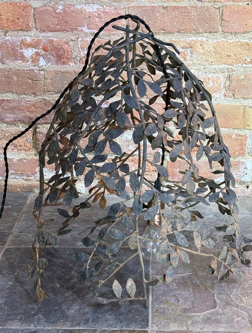 Modernist Iron Leaf Pattern Chandelier - 2