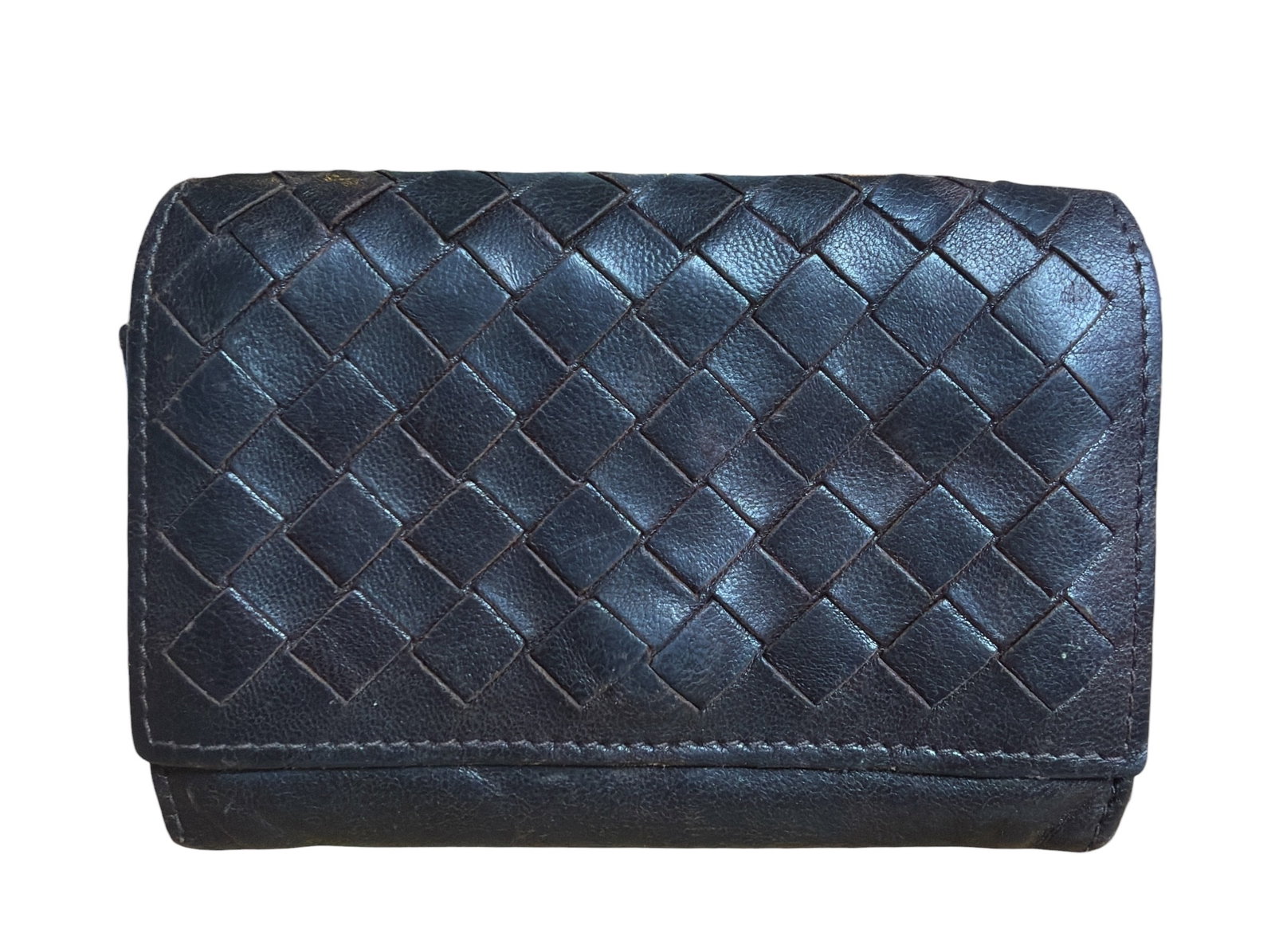 Vintage BOTTEGA VENETA Leather Wallet: Measures 3" H x 4.5" W.