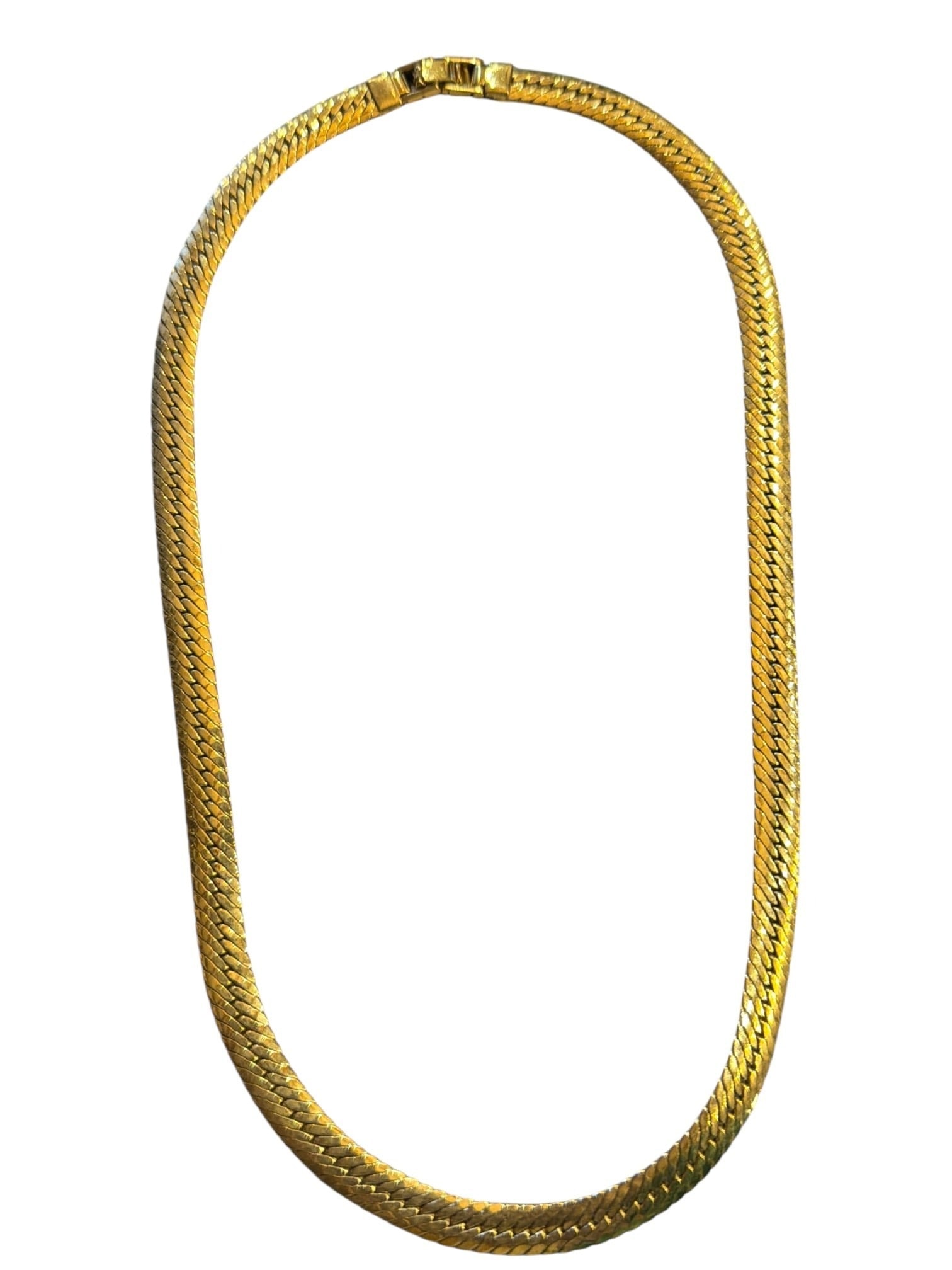 Gold Plated Herringbone Necklace: 17" total length. x 0.5" W.