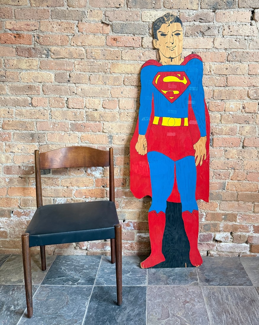 1940's 50's Folk Art D.C. MARVEL Superman Cut Out: 62" H x 20" W - Terrific true 1940's 1950's Folk Art Cut out.