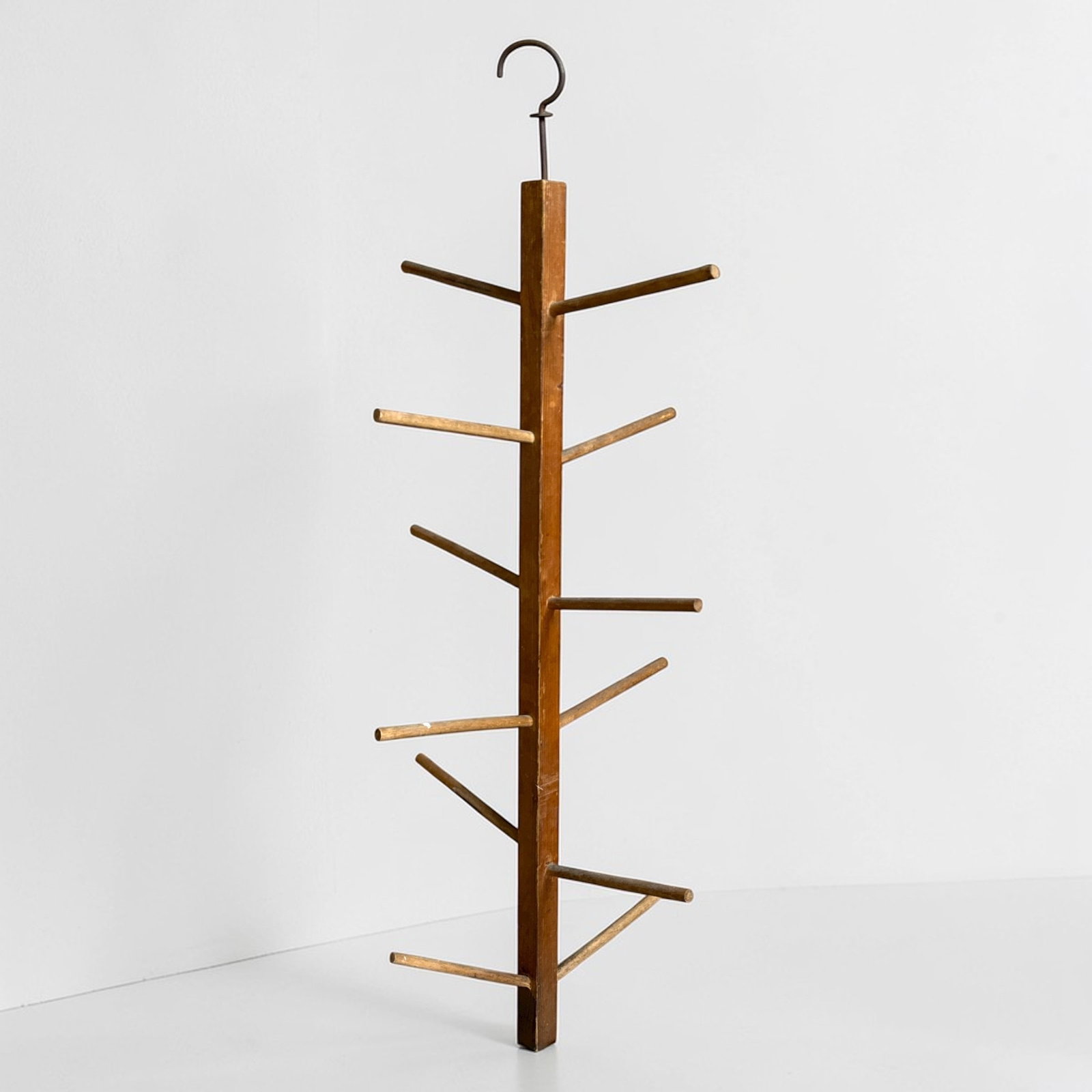 Swedish Pine Hanging Coat / Hat Rack: Measures 40.75" H x 15" W.