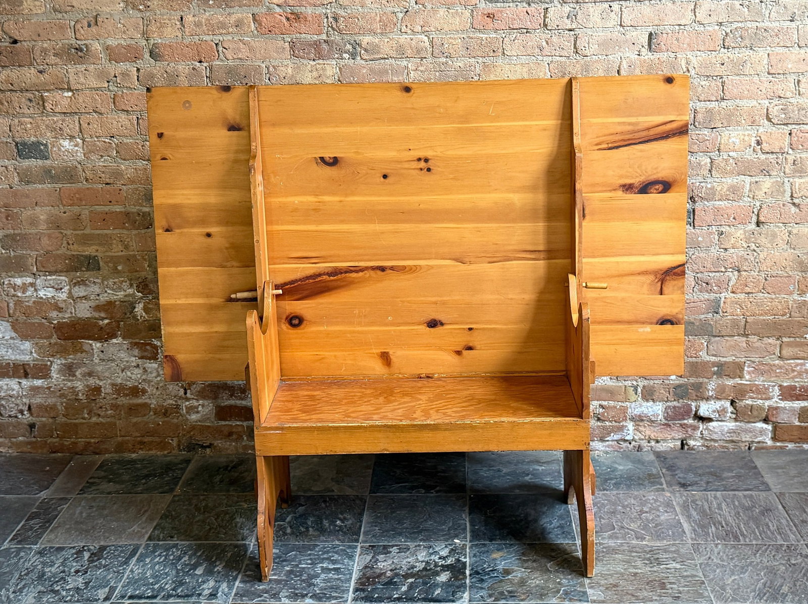 Antique Pine Monk Table - 4