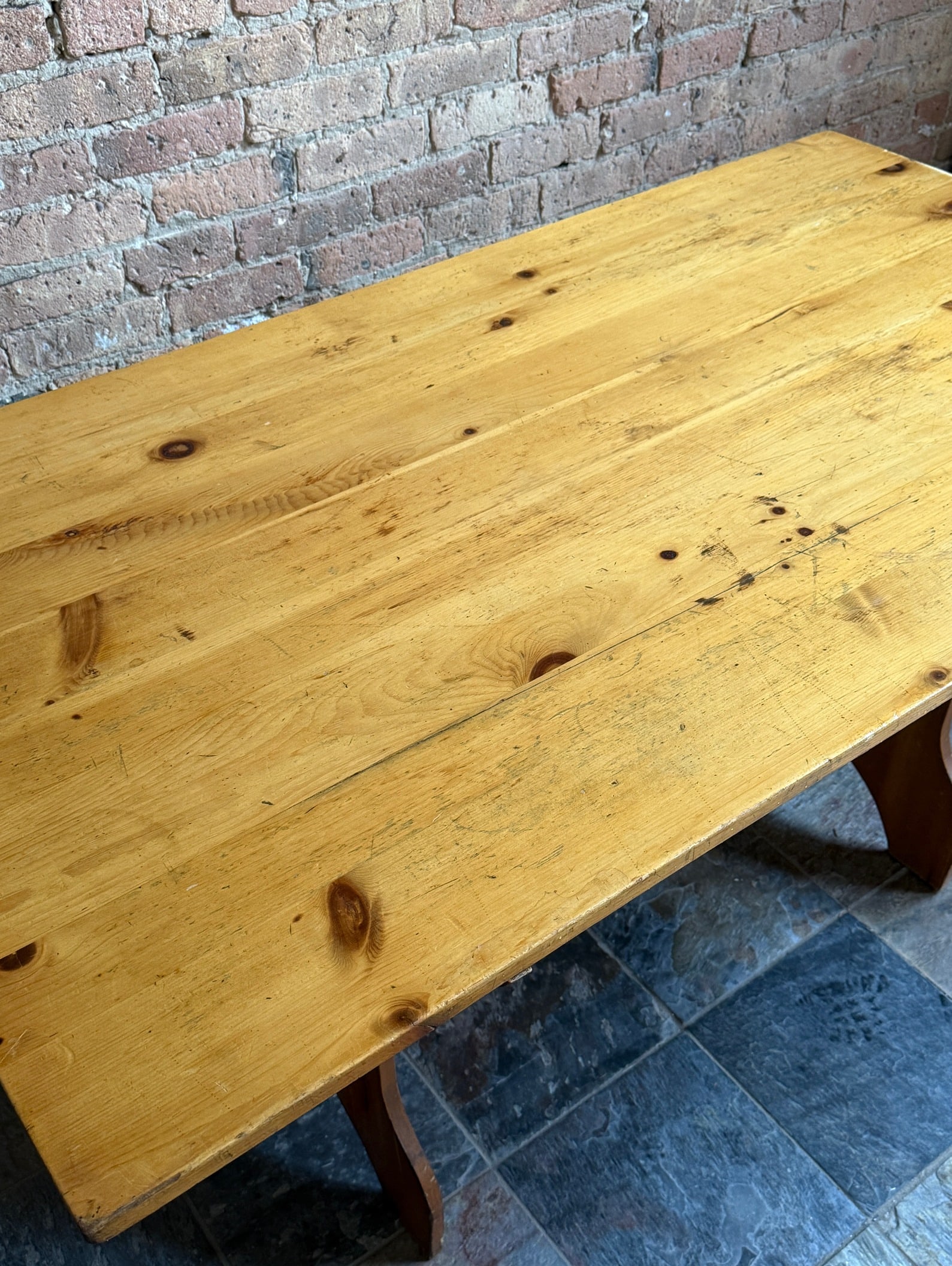 Antique Pine Monk Table - 6