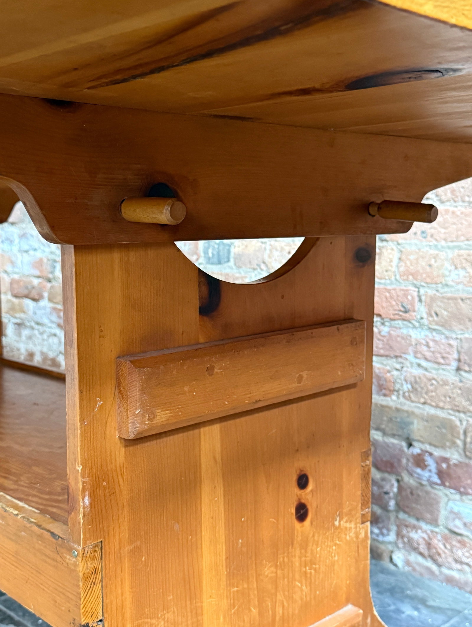 Antique Pine Monk Table - 8