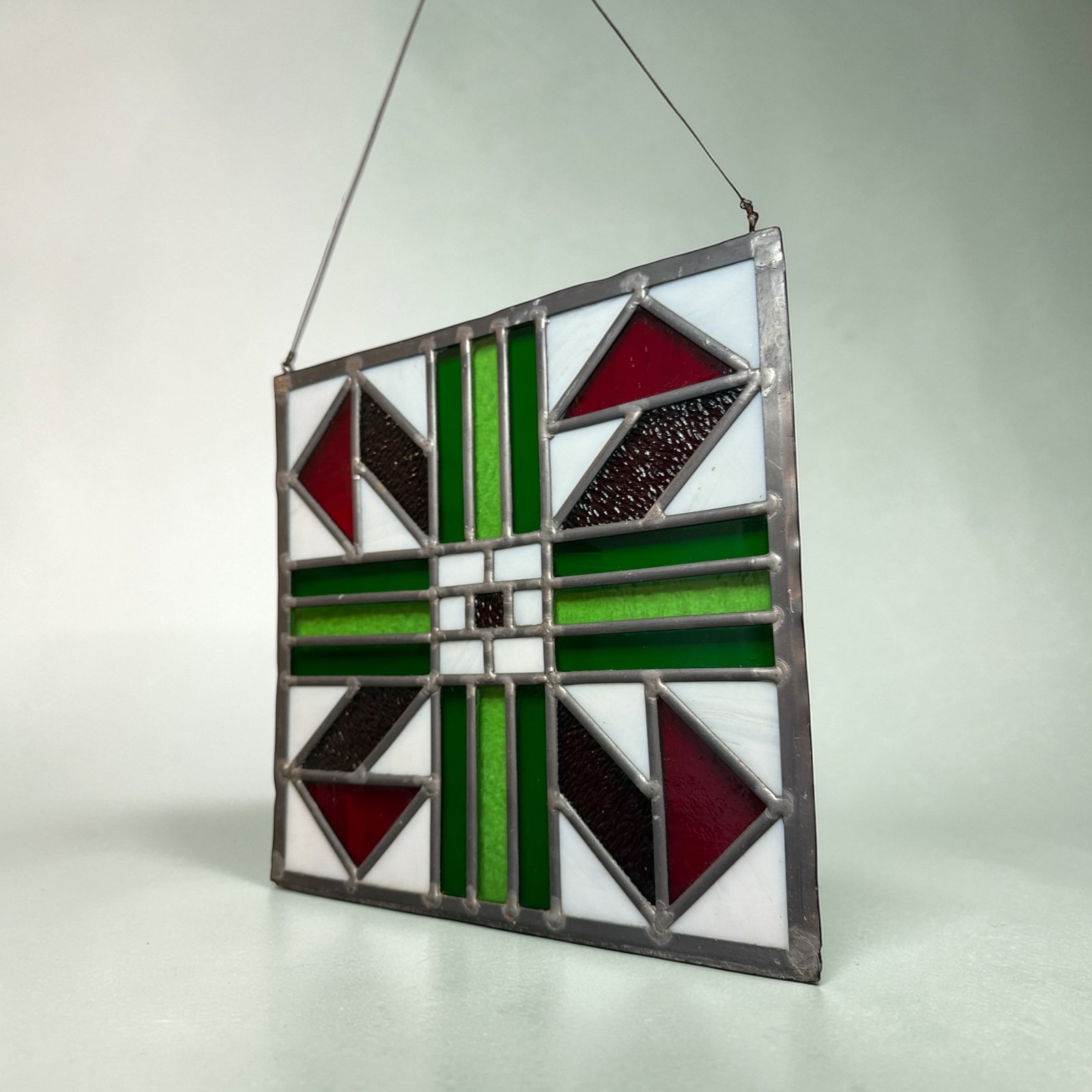 Arts and Crafts Quilt Patterned Stained Glass Window (1 of 5)