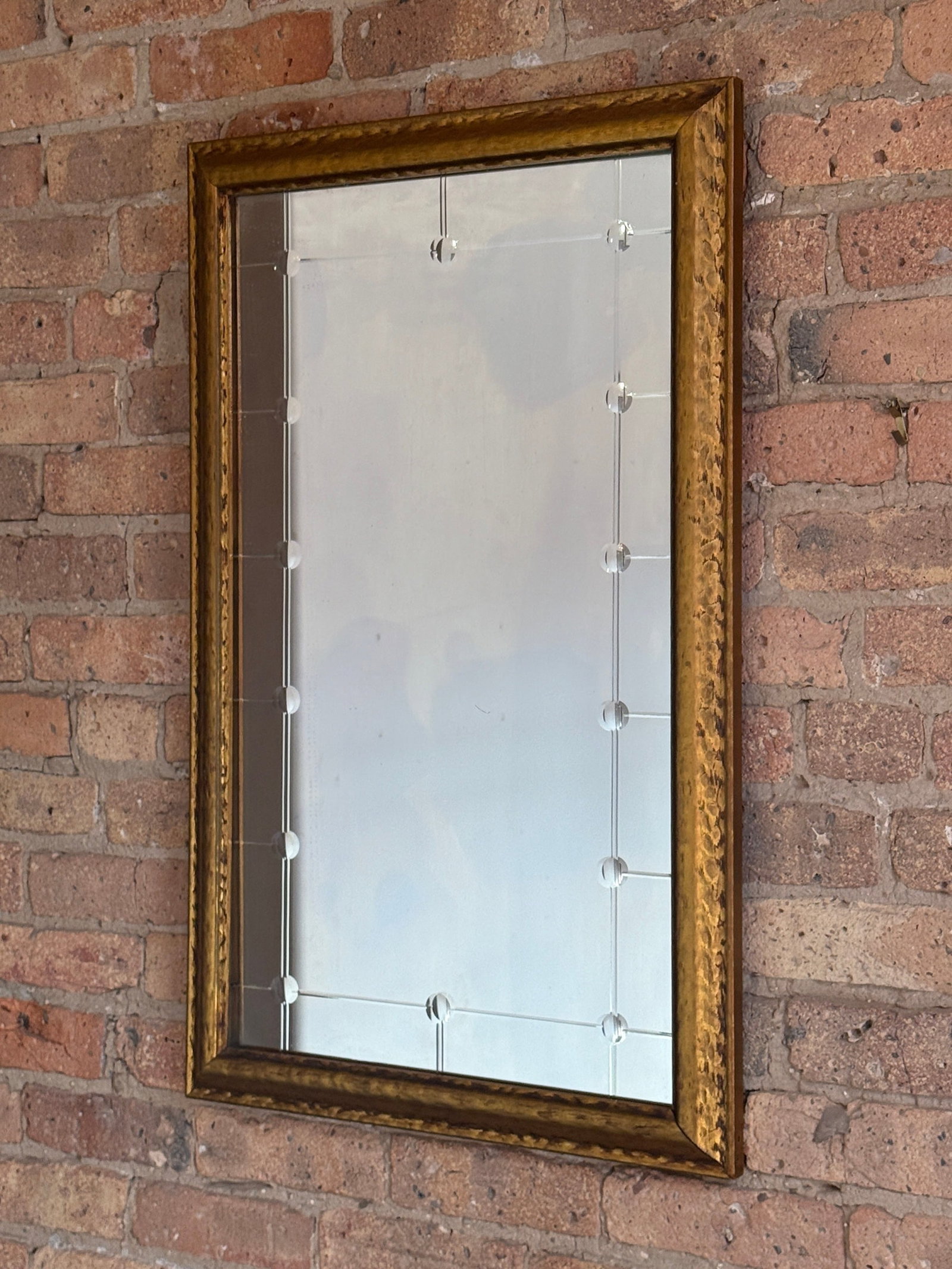 Mid Century Accent Mirror: 34" H x 21.5" W x 1" D.