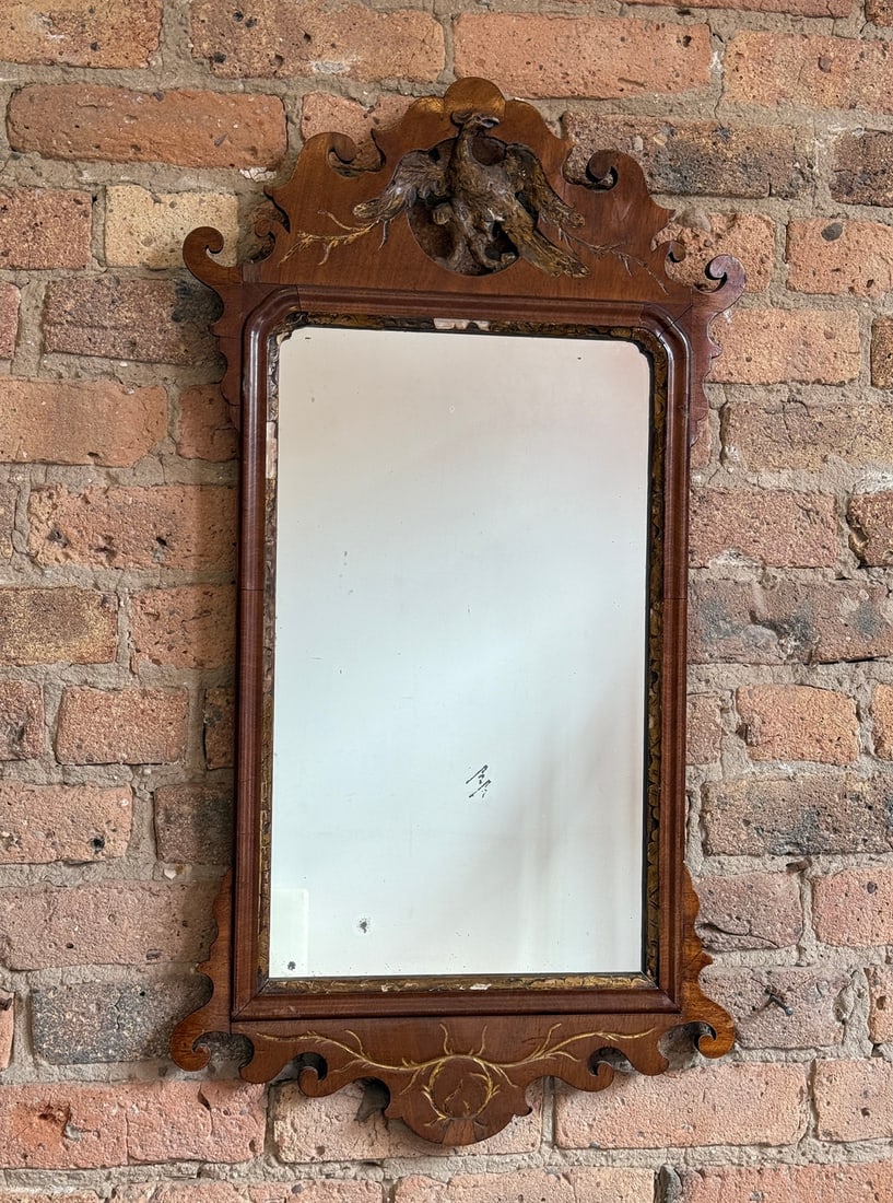 Antique George II Wall Mirror: Measures 32" x 17" x 1" D.