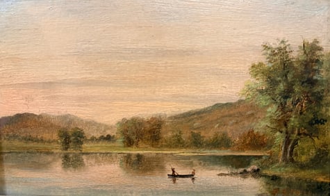 SAMUEL S. MILES (American, Massachusetts b.1824) Oil Painting of Horn Pond