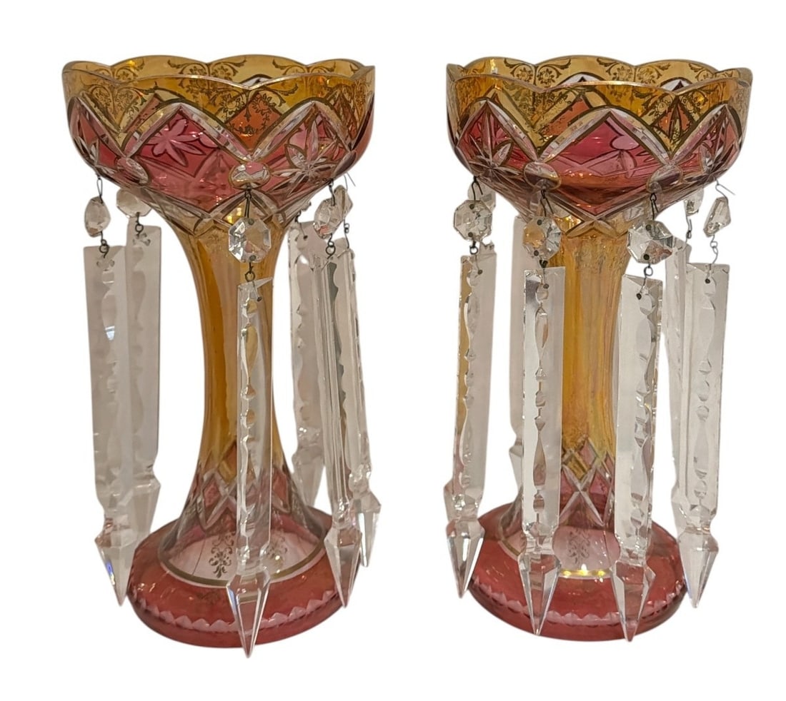 A Pair of Victorian Bohemian Glass Lusters (1 of 4)