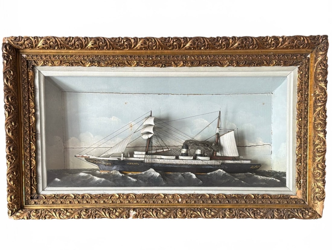 Two Masted Steam Schooner Ship Model Shadowbox (1 of 5)
