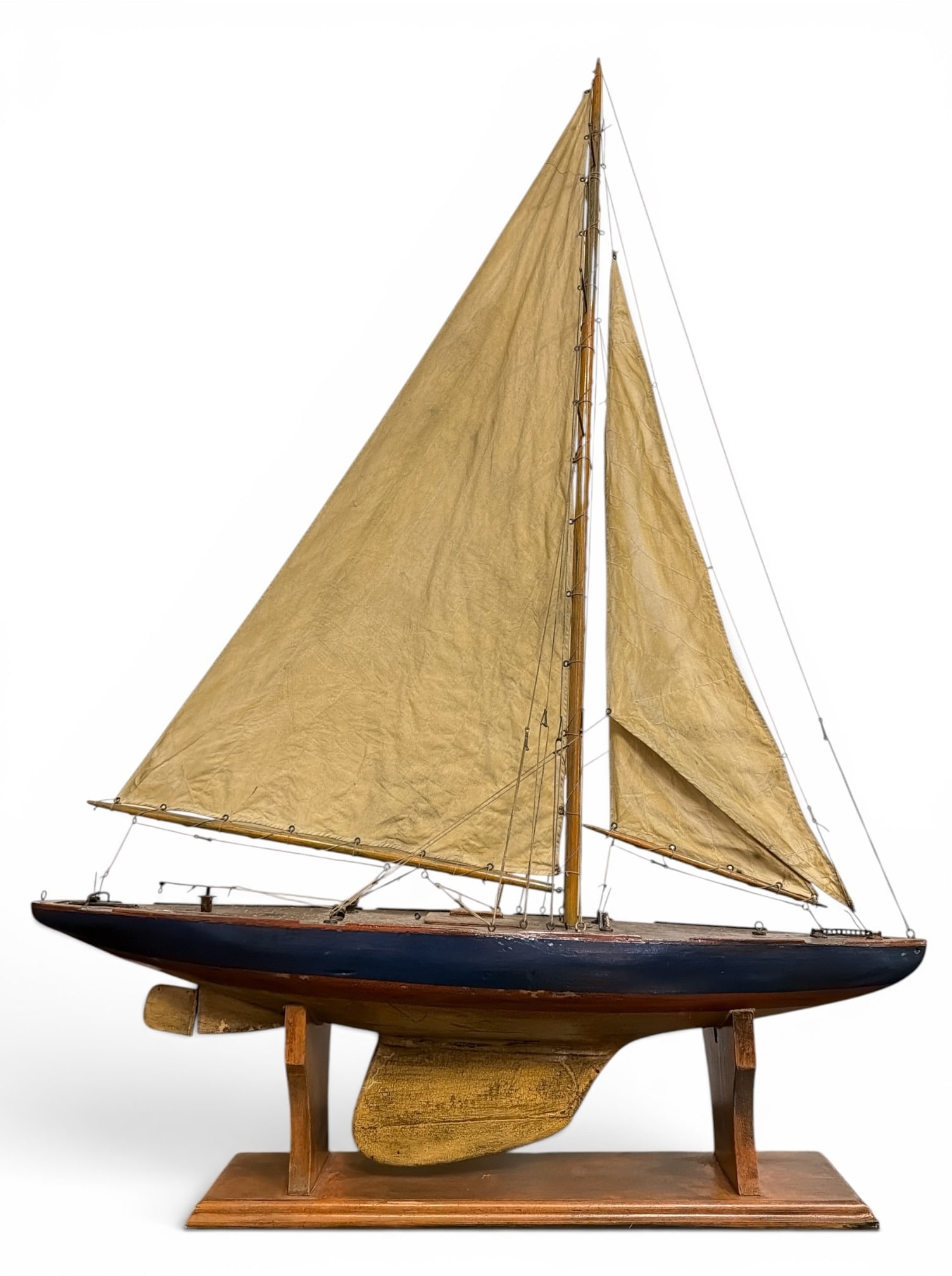 Large 4 FT Sailing Yacht Ship Model: Measures 52" H x 36" W x 8" D.