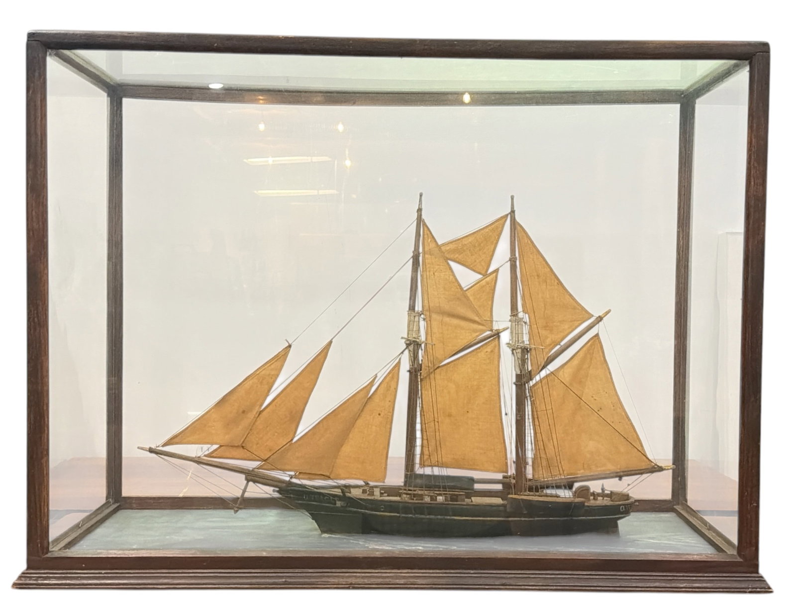 O.W. HOEGER Two Masted Schooner Ship Model in Case (1 of 5)