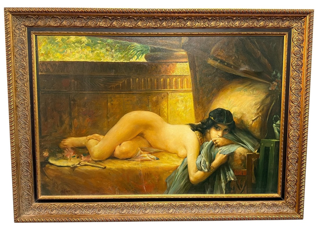 LEON FRANCOIS COMERRE (French, 1850 - 1916) "La Tunique Legendaire": Giclee, reproduction. Measures 31" x 42.5" x 2.5" D in the frame, sight measures 23.5" x 35.25". Signed Mckinney in the lower left.