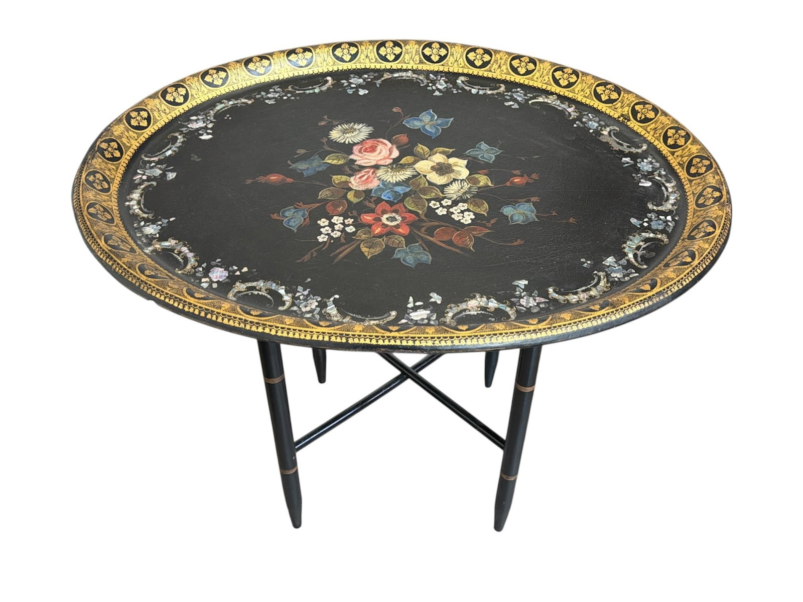 English Abalone Inlay Tray Table (1 of 4)