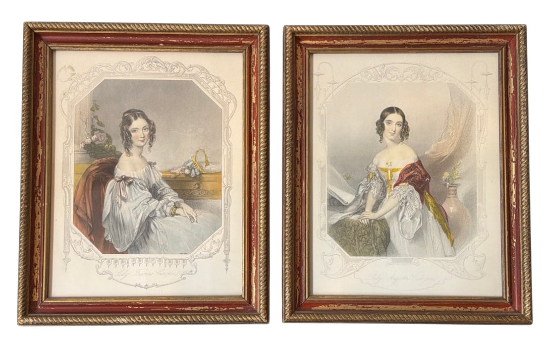 Two Victorian Style Portrait Etchings: Each measures 15" x 12.25" x 1" D, sight measures 12.5" x 9.5".