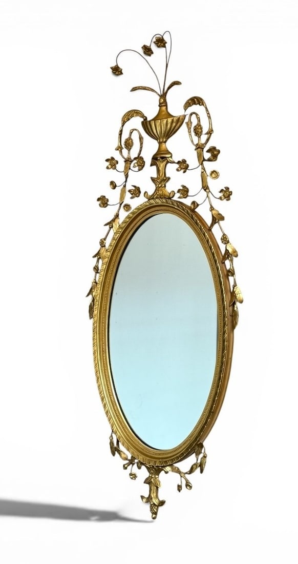 WILLIAMSBURG RESTORATION George III Ornate Gilt Wall Mirror: Measures 51" H x 21" W x 1.5" D. Retains paper work on the back.