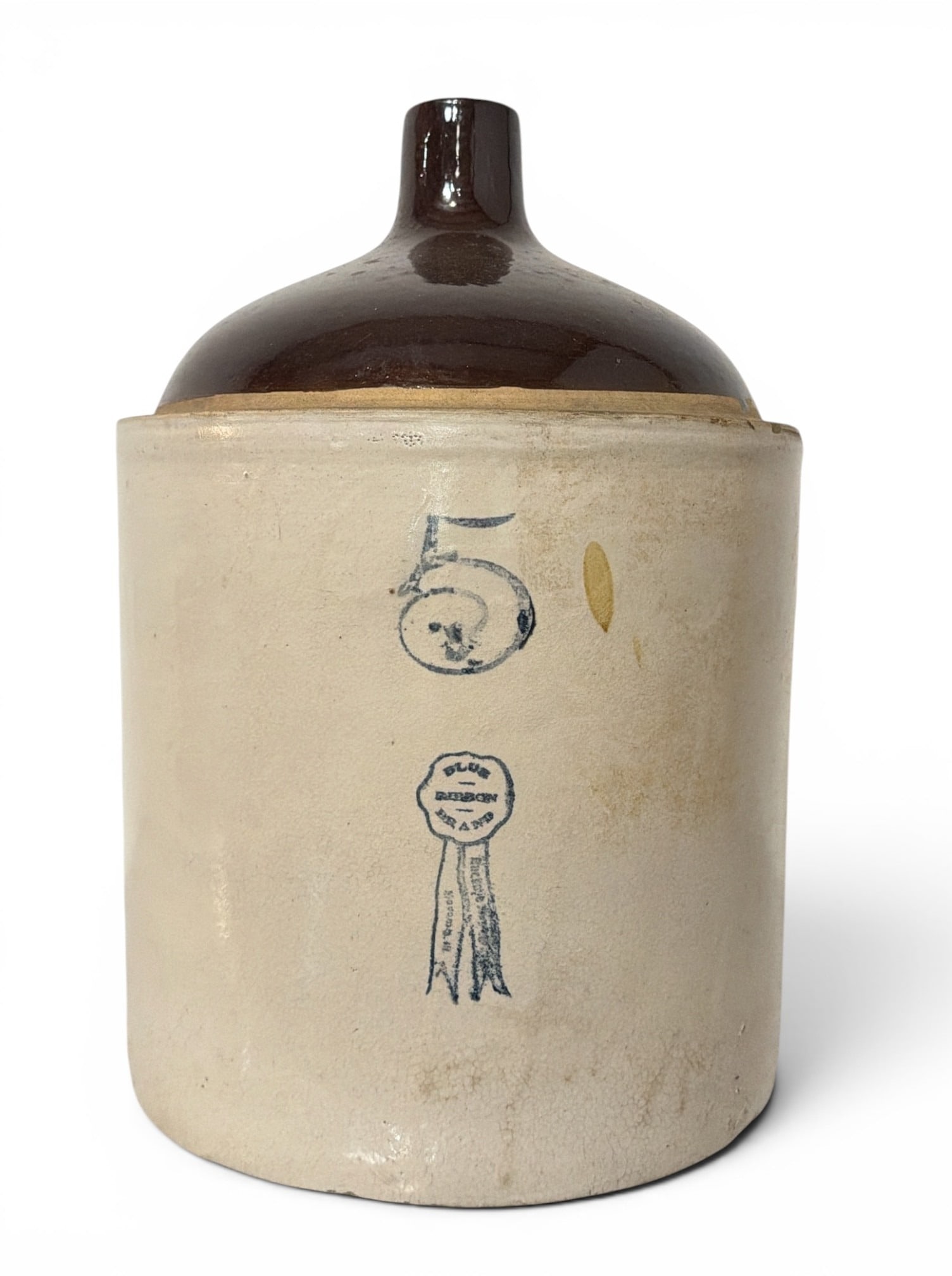 BLUE RIBBON Five Gallon Stoneware Crock: Measures 17" H x 13" diameter.
