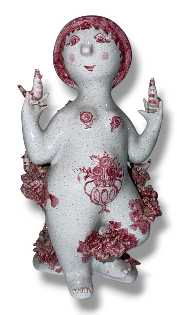 BJORN WIINBLAD (Danish, 1918-2006) Earthenware Sculpture, 'Woman with Birds" (1 of 7)
