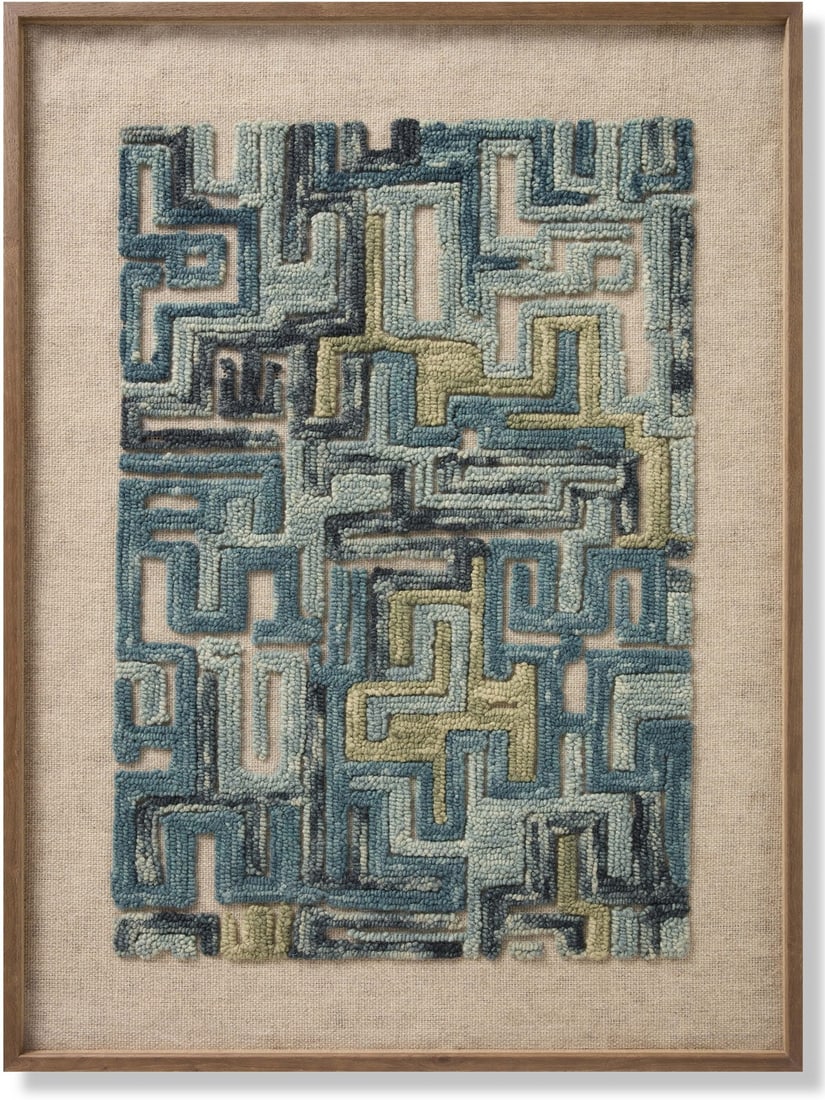 Mid Century Style Framed Wall Tapestry (1 of 4)