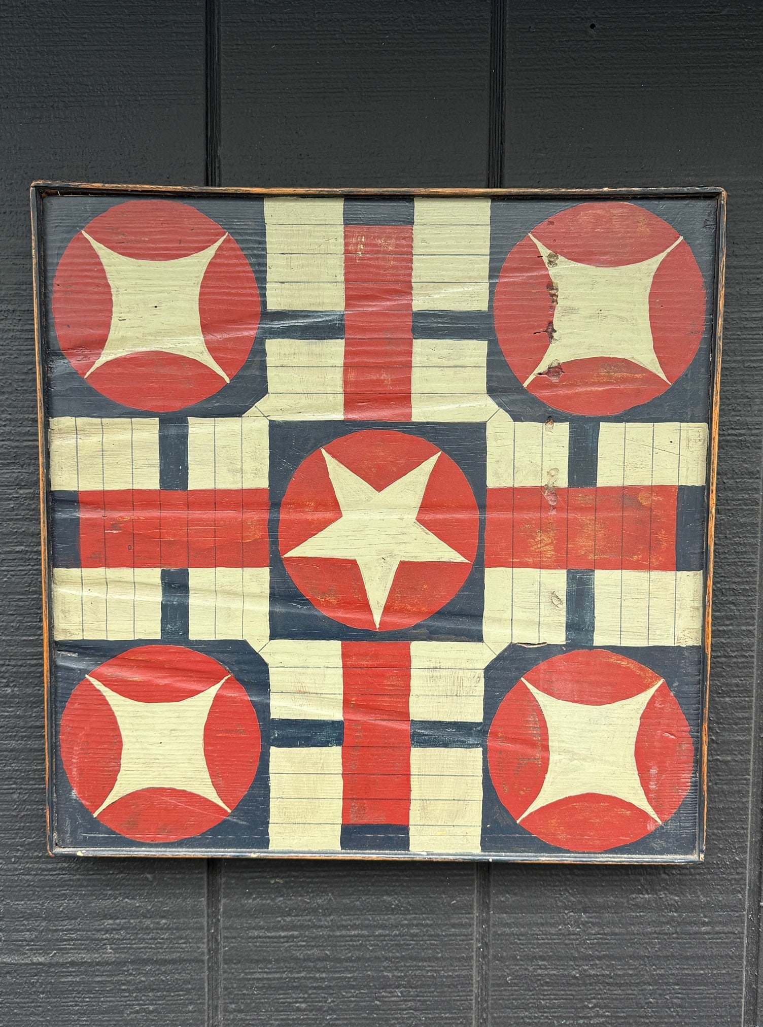 Folk Art Hand Painted Parcheesi Game Board (1 of 4)
