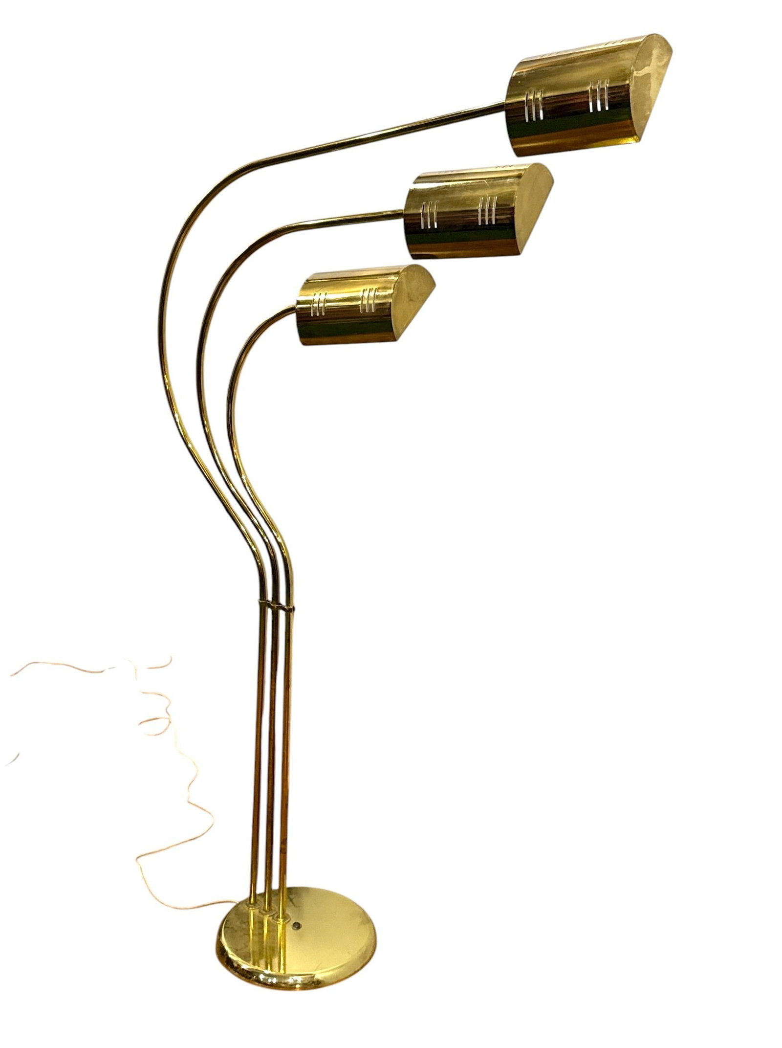 Sculptural Brass Mid Century 3-Arm Floor Lamp (1 of 5)