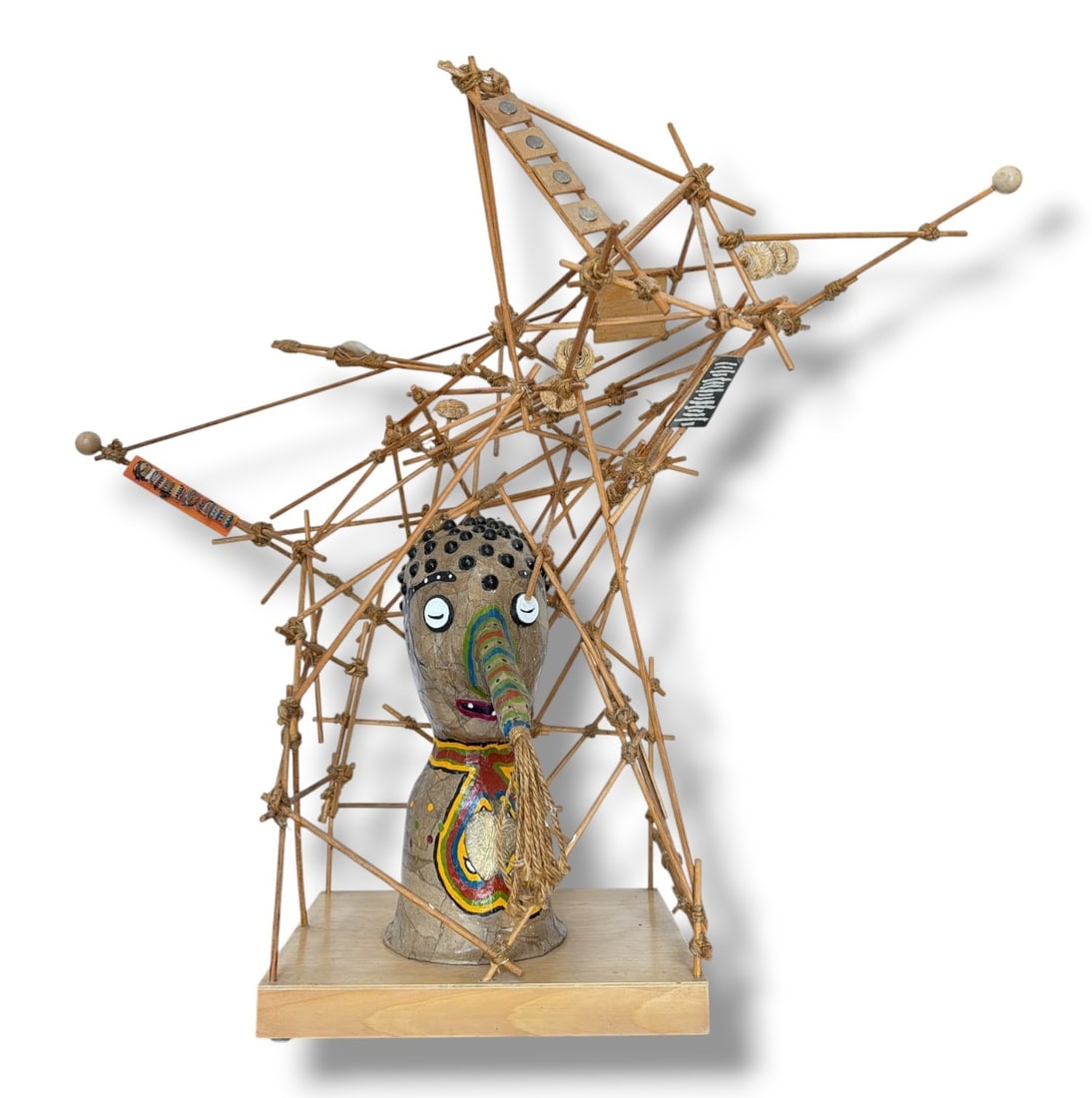 TOM OLESKER (American, Contemporary) Folk Art Wood Sculpture, "Calcutta" (1 of 7)