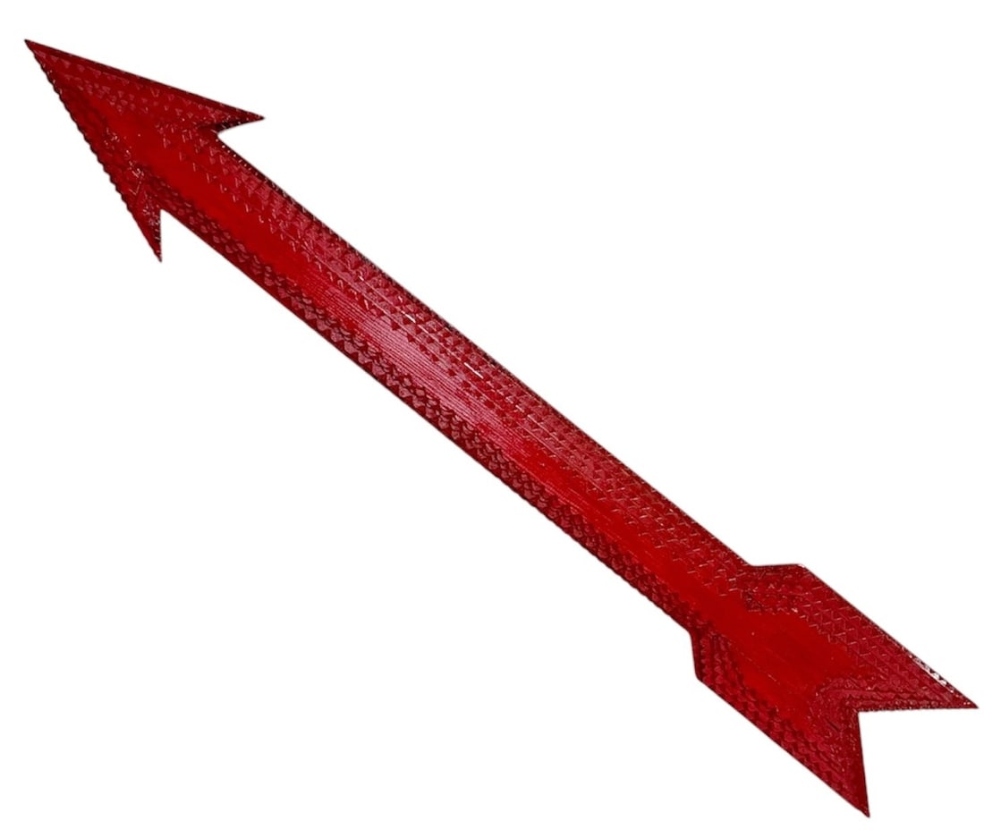 POPS CASEY (American, 20th C.) Tramp Art Red Arrow: Measures 5" H x 30" W x 1.5" D. Signed on the back.