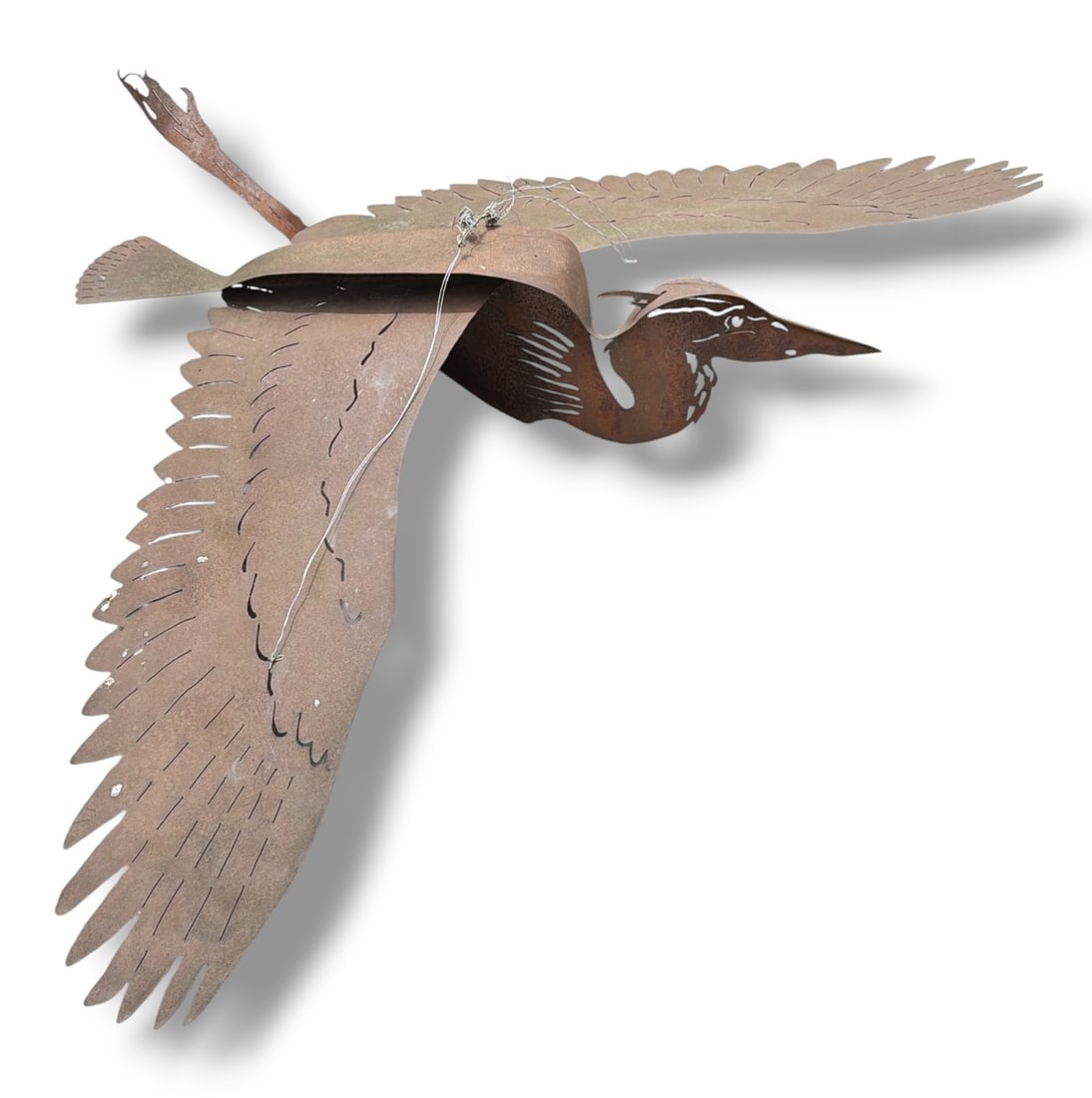 Very Large Cast Iron Flying Heron Garden Sculpture (1 of 5)