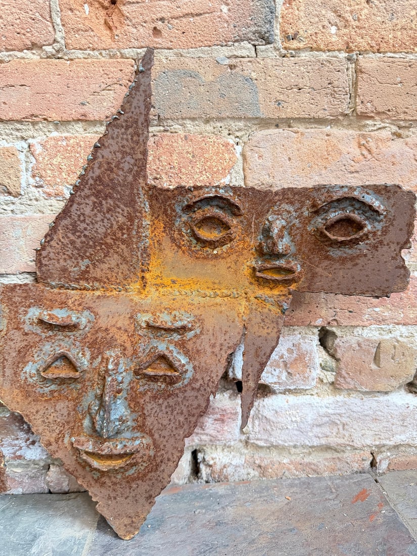 Brutalist Metalwork Face Sculpture - 3