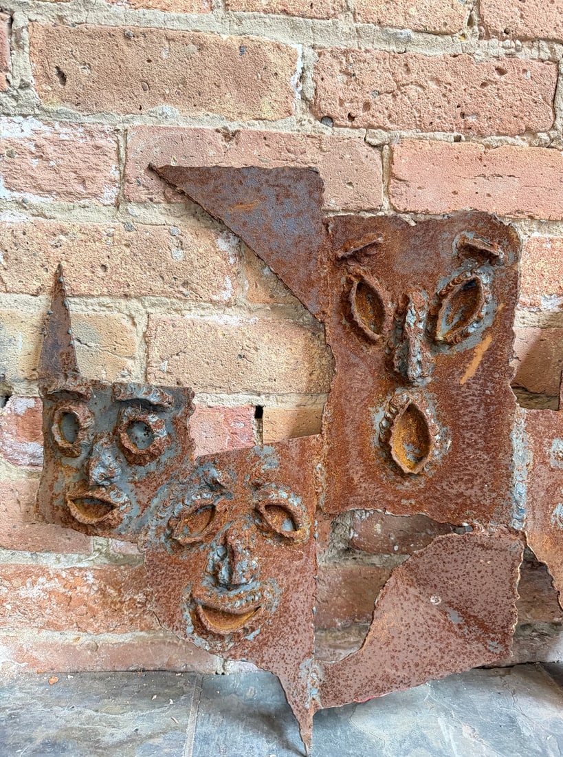 Brutalist Metalwork Face Sculpture - 4