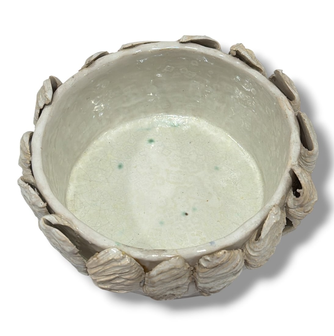 Vintage Seashell Edge Ceramic Planter Bowl - 2