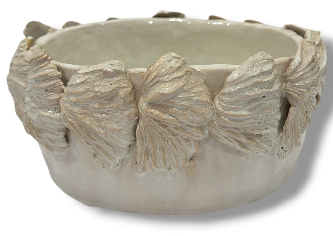 Vintage Seashell Edge Ceramic Planter Bowl - 3