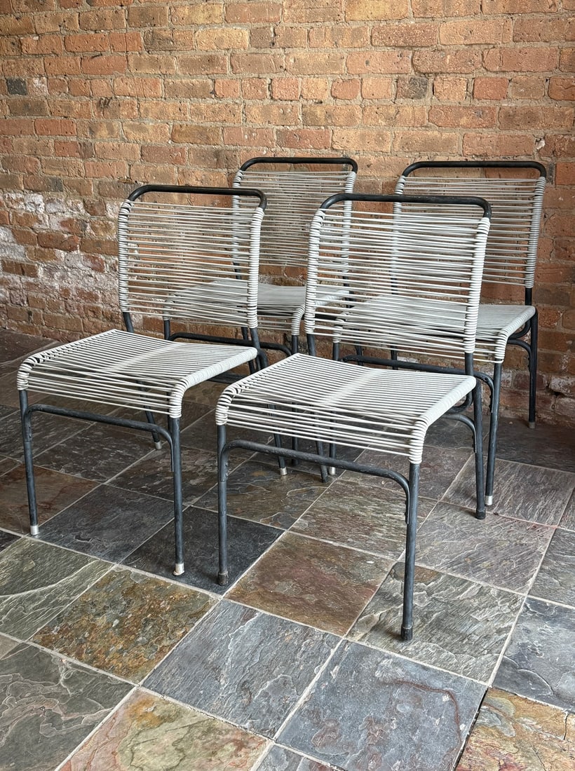 Set of Four Patio Chairs in The Style of Walter Lamb for Brown Jordan: 32" H to back x 18" H to seat x 22" W x 18.5" D.