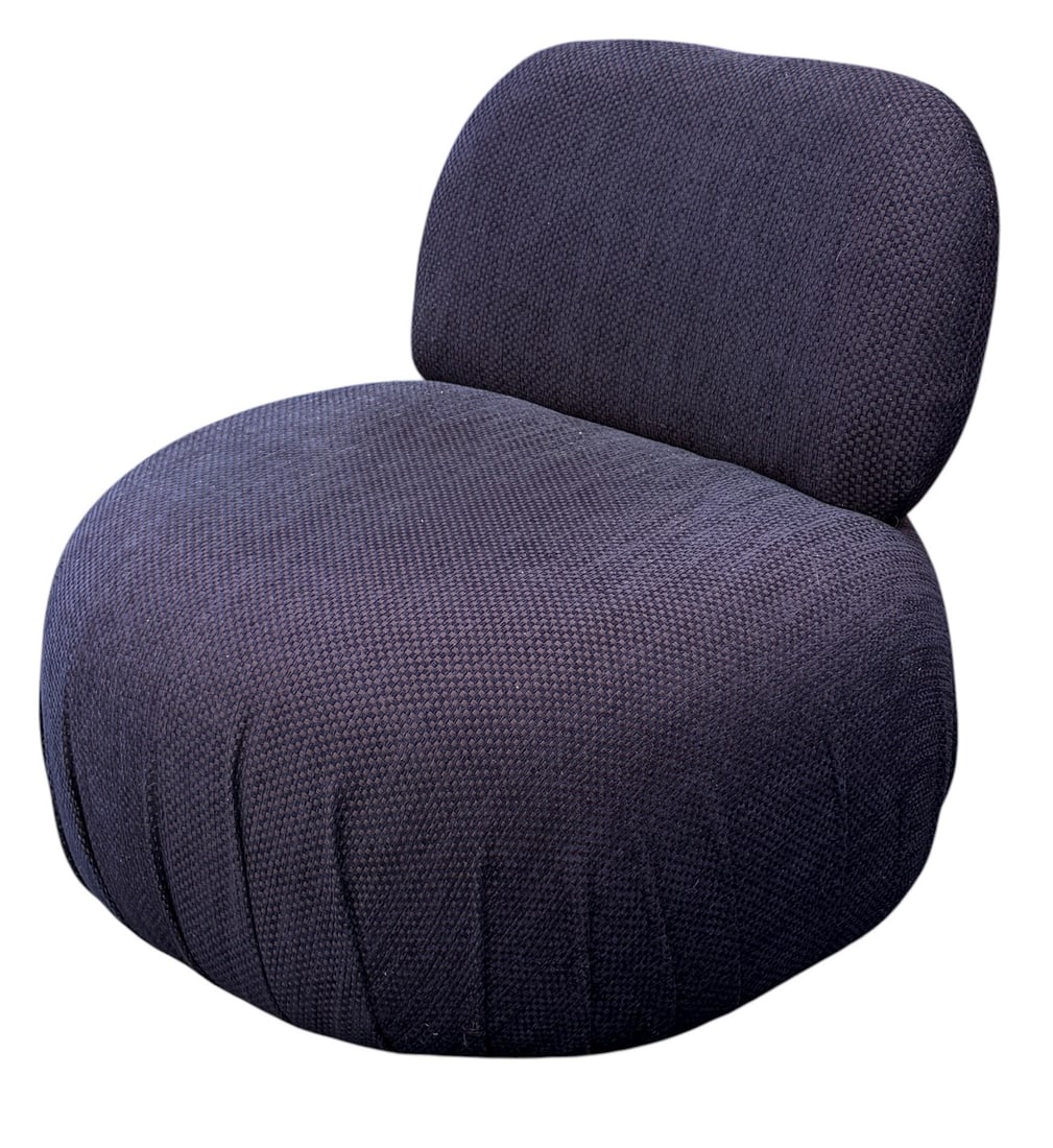 Post Modern Pouf Swivel Chair After Steve Chase: 29" H to back x 18" H to seat x 29" diameter.