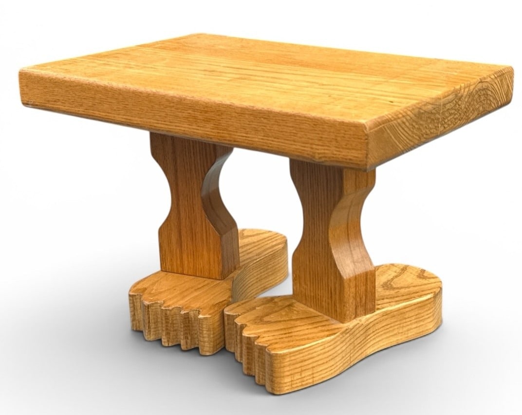 Folk Art Carved "Foot Stool": 12.5" H x 18" W x 12" D.