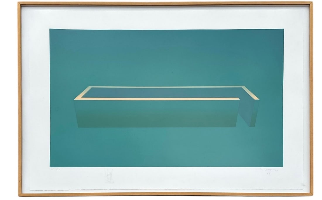 PETER LODATO (American, 1946-2025) "Long Room with Open Right Door" Screenprint: Noteworthy California modernism artist. Color screenprint Signed and dated 1993 lower right. 31" H x 45" W x 2" D.
