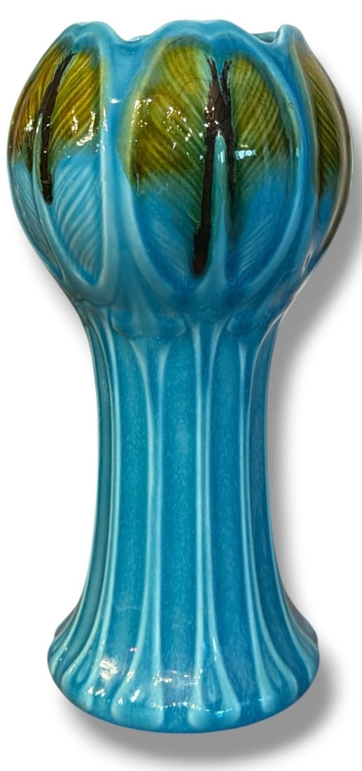 HANS ACHTZIGER Mid Century "Hutschenreuther" Ceramic Vase: The Hutschenreuther vase measures 9.5" H x 5" diameter.