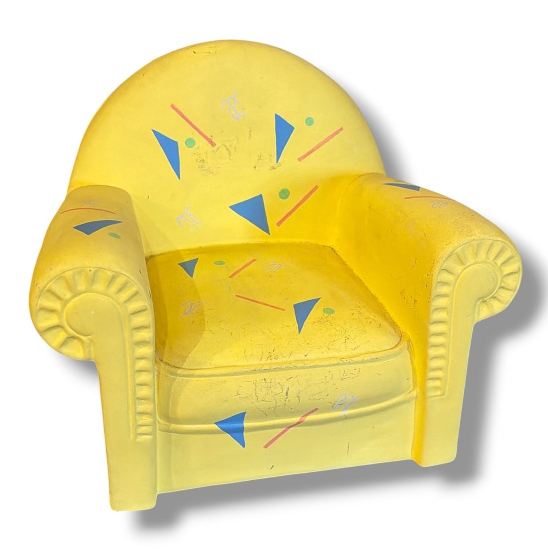 Post Modern Italian L'AQUILONE Ceramic Chair Sculpture, 1989: 7" H x 9" W x 6" D. Signed and dated 1989 on the back.