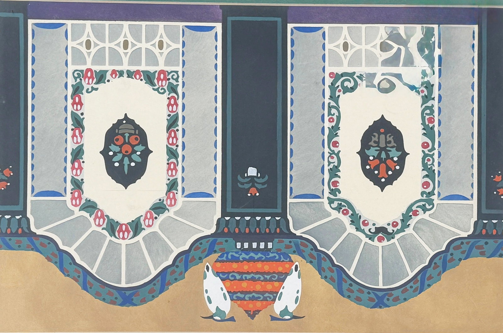 1930s Folk Art Painting on Paper (1 of 2)