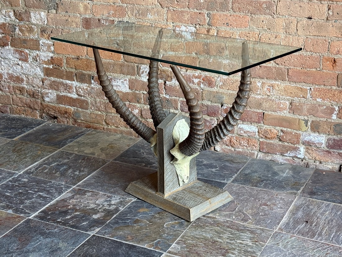Sculptural Antelope Horn Console Table: 26" H x 36" W x 16" D.