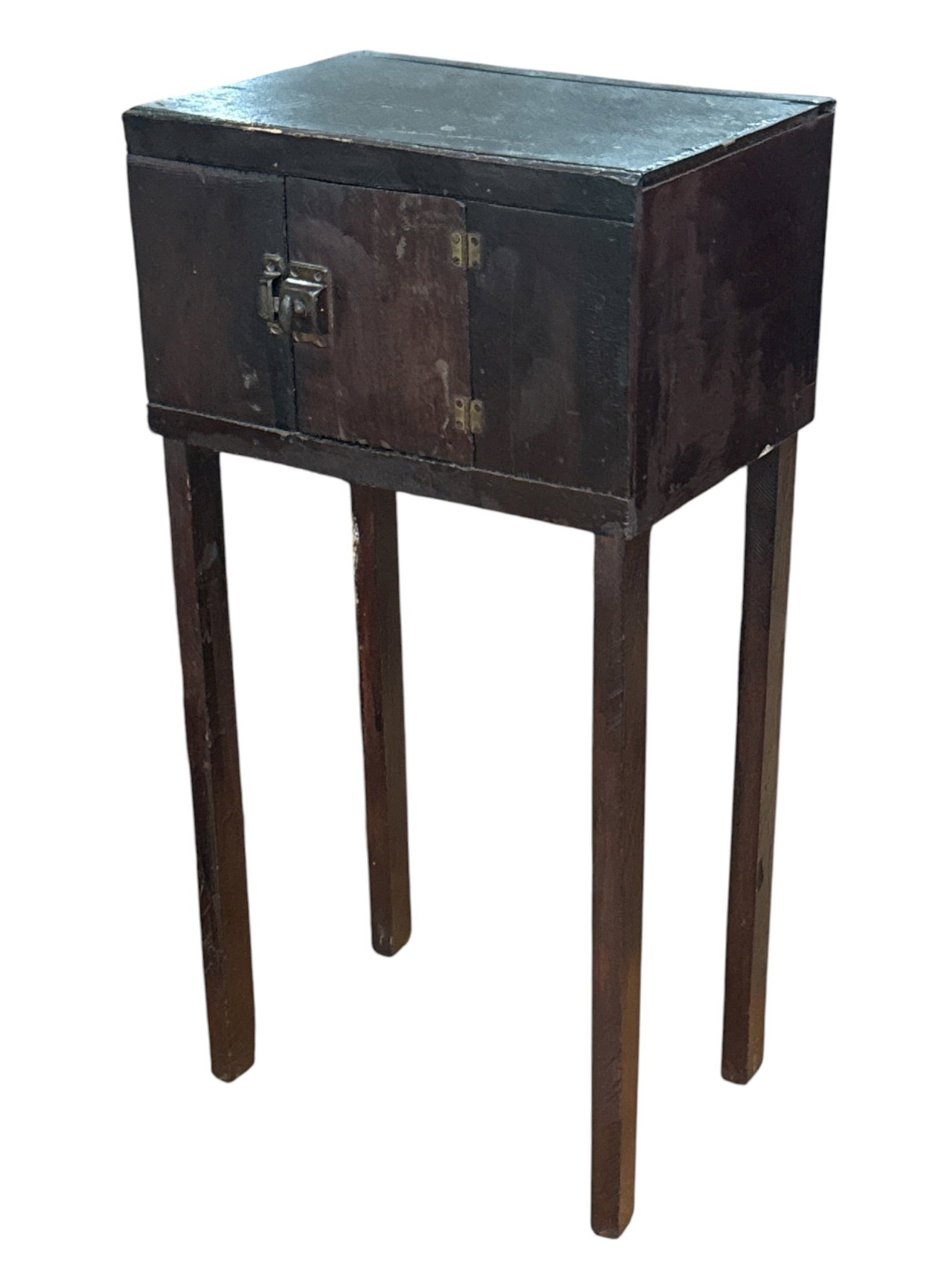 Early Primitive Storage Cabinet: 28" H x 14" W x 9.5" D.