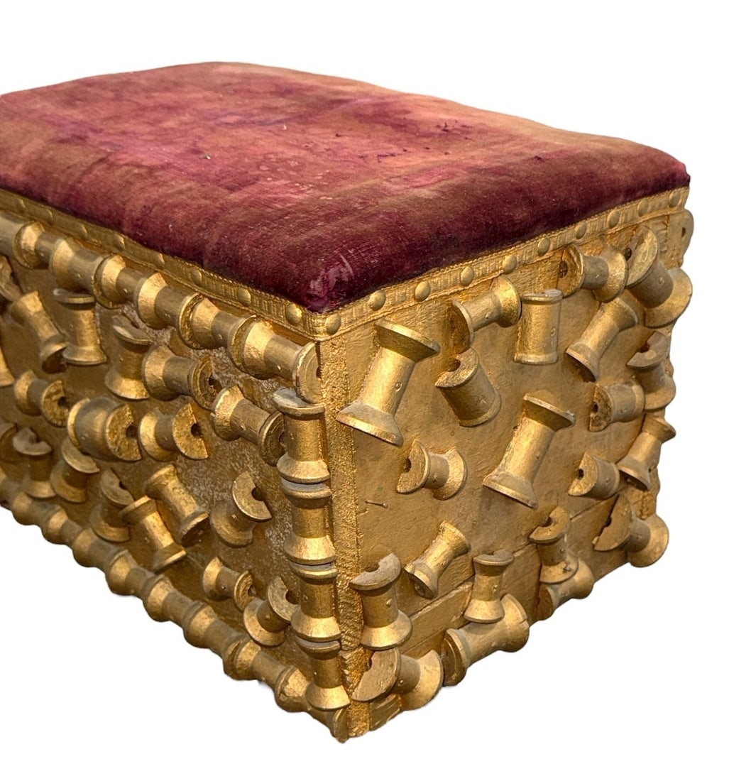 Tramp Art Spool Stool, Folk Art - 2
