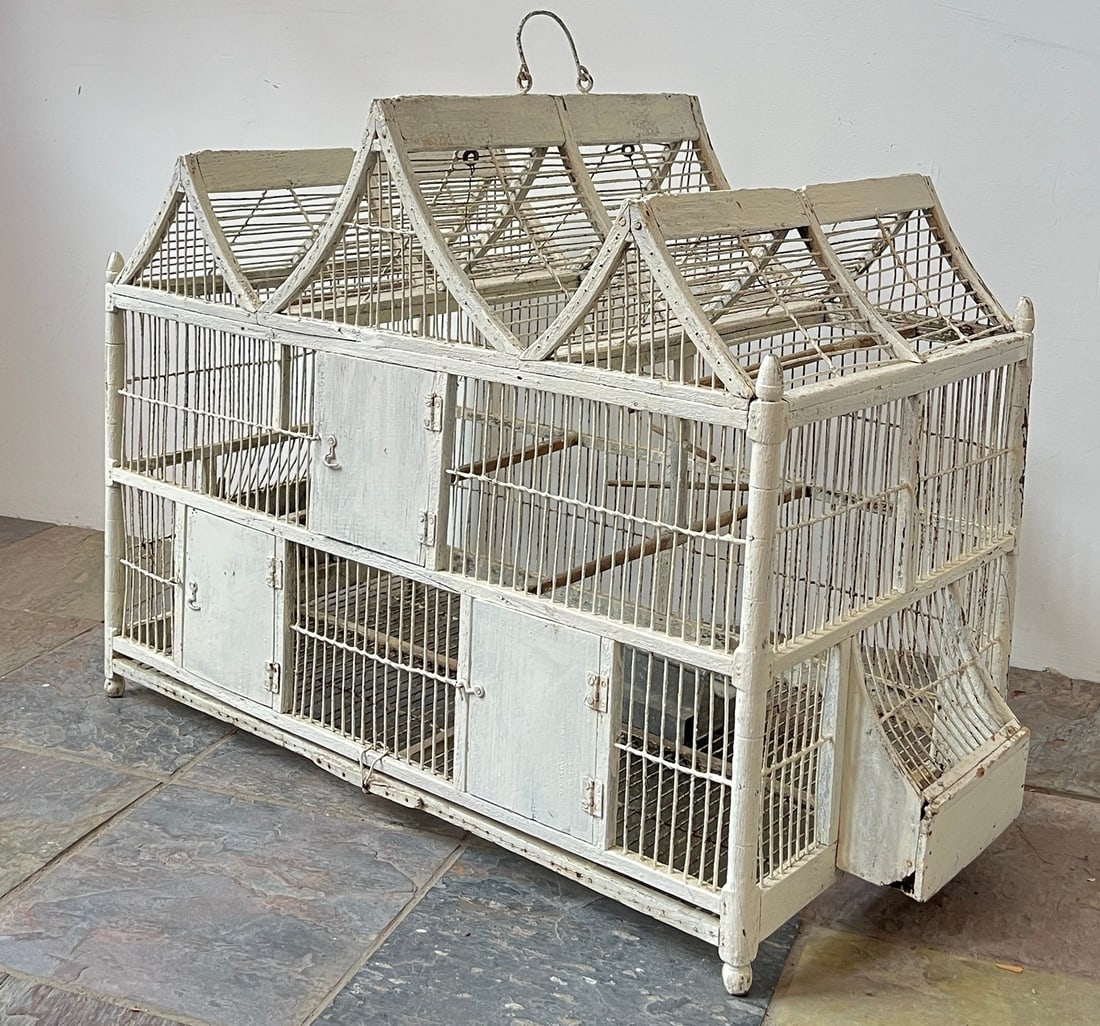 Large Painted White Victorian Bird Cage (1 of 4)