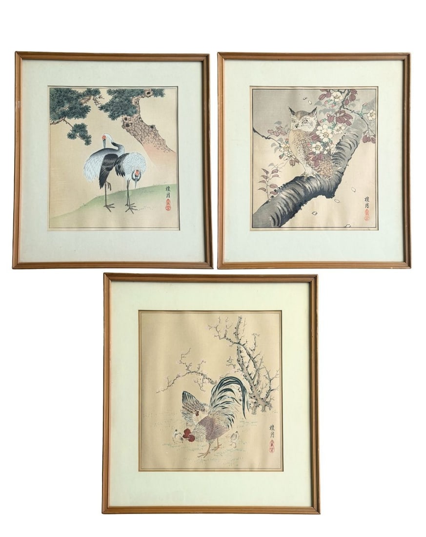 Three Japanese Hand Colored Etchings (1 of 7)