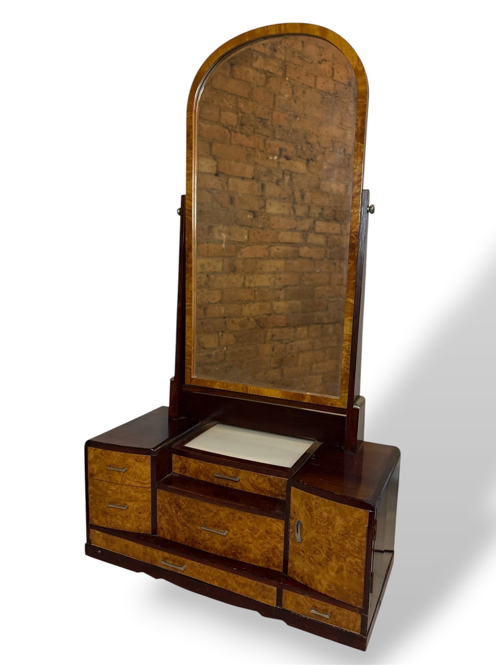 Japanese Art Deco Kyodai Vanity Mirror, Geisha (1 of 8)