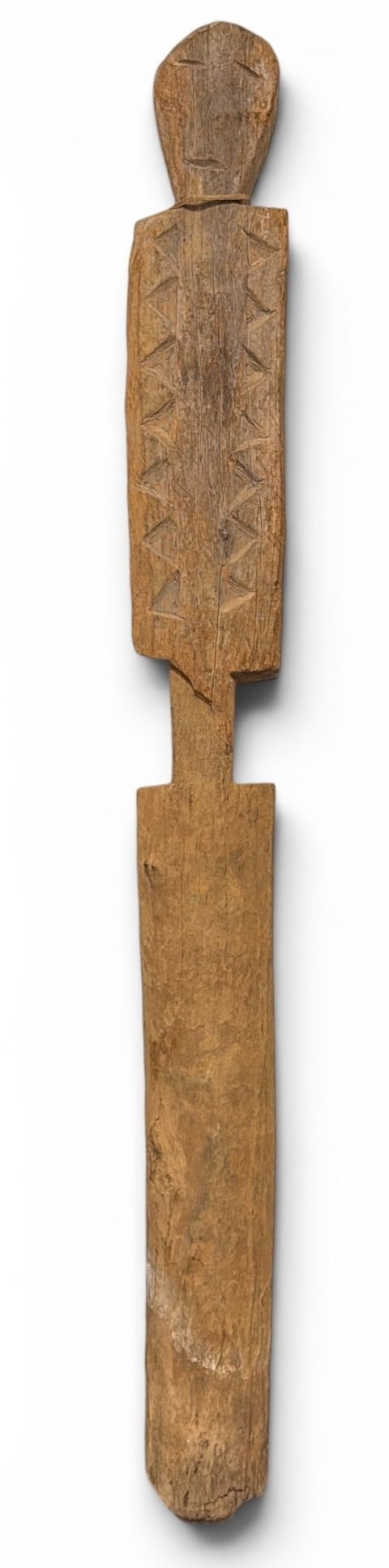 Carved Wood Grave Marker, Kenya: Measures 27" H x 3" W x 1.25" D. Property from the Collection of Marjorie and Harvey Freed.