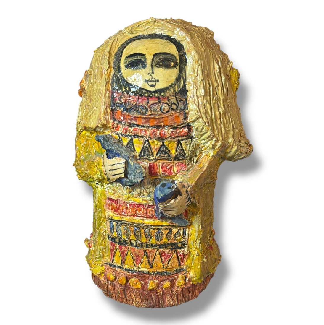 LORRAINE WELLS JAMES Papier Mache Mid Century Statue: Measures 11" H x 7" W x 7" D.